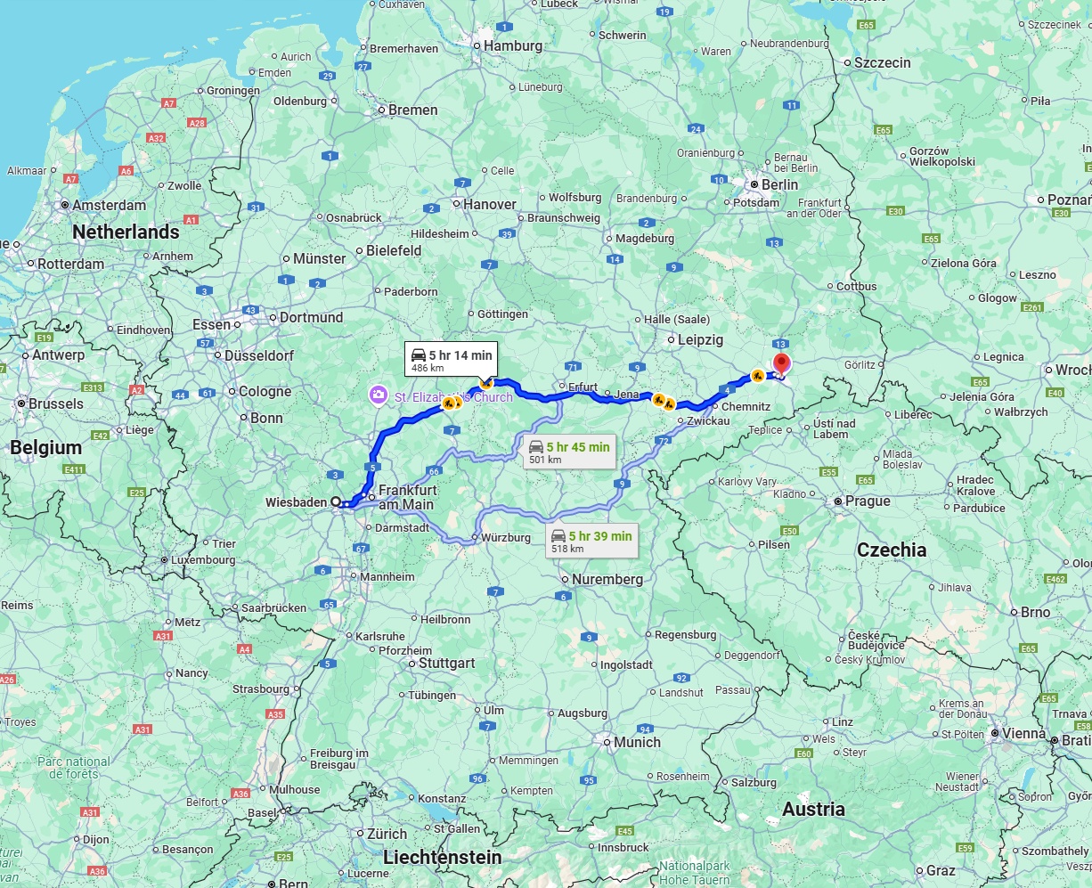 Anreise von Wiesbaden Zu Dresden Über via A4
