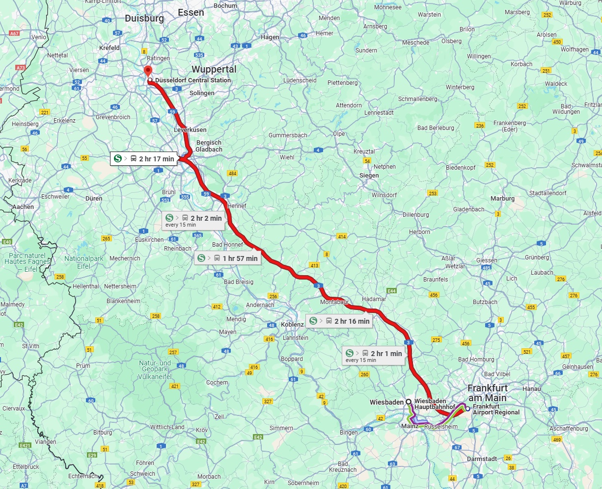 Anreise von Wiesbaden Zu Düsseldorf Über 