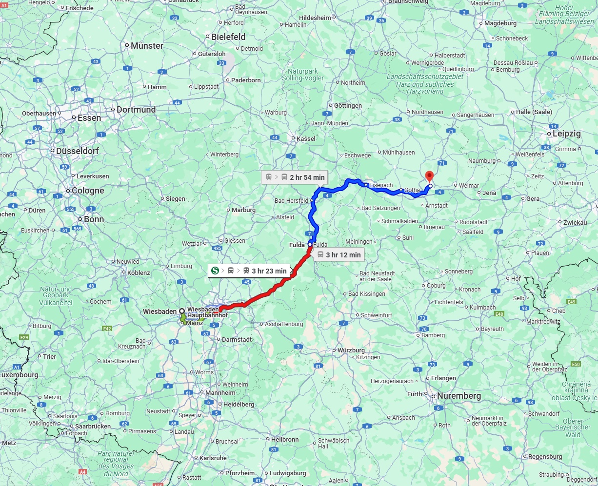 Anreise von Wiesbaden Zu Erfurt Über 