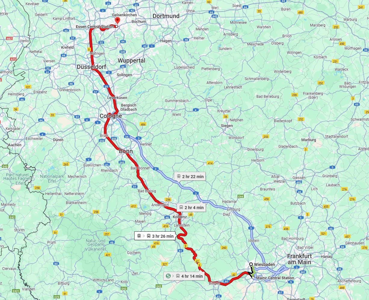 Anreise von Wiesbaden Zu Essen Über 