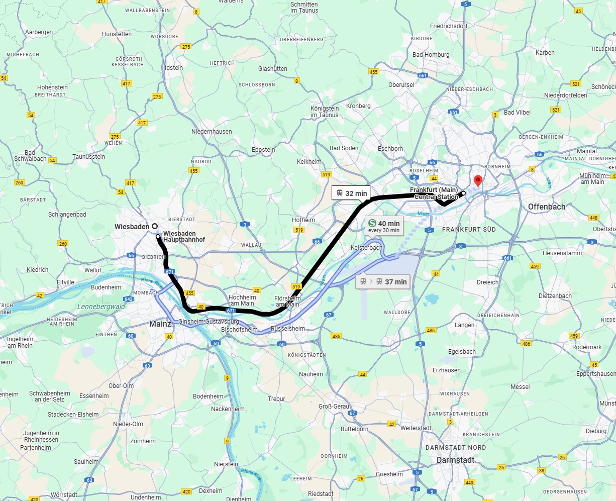 Anreise von Wiesbaden Zu Frankfurt am Main Über 
