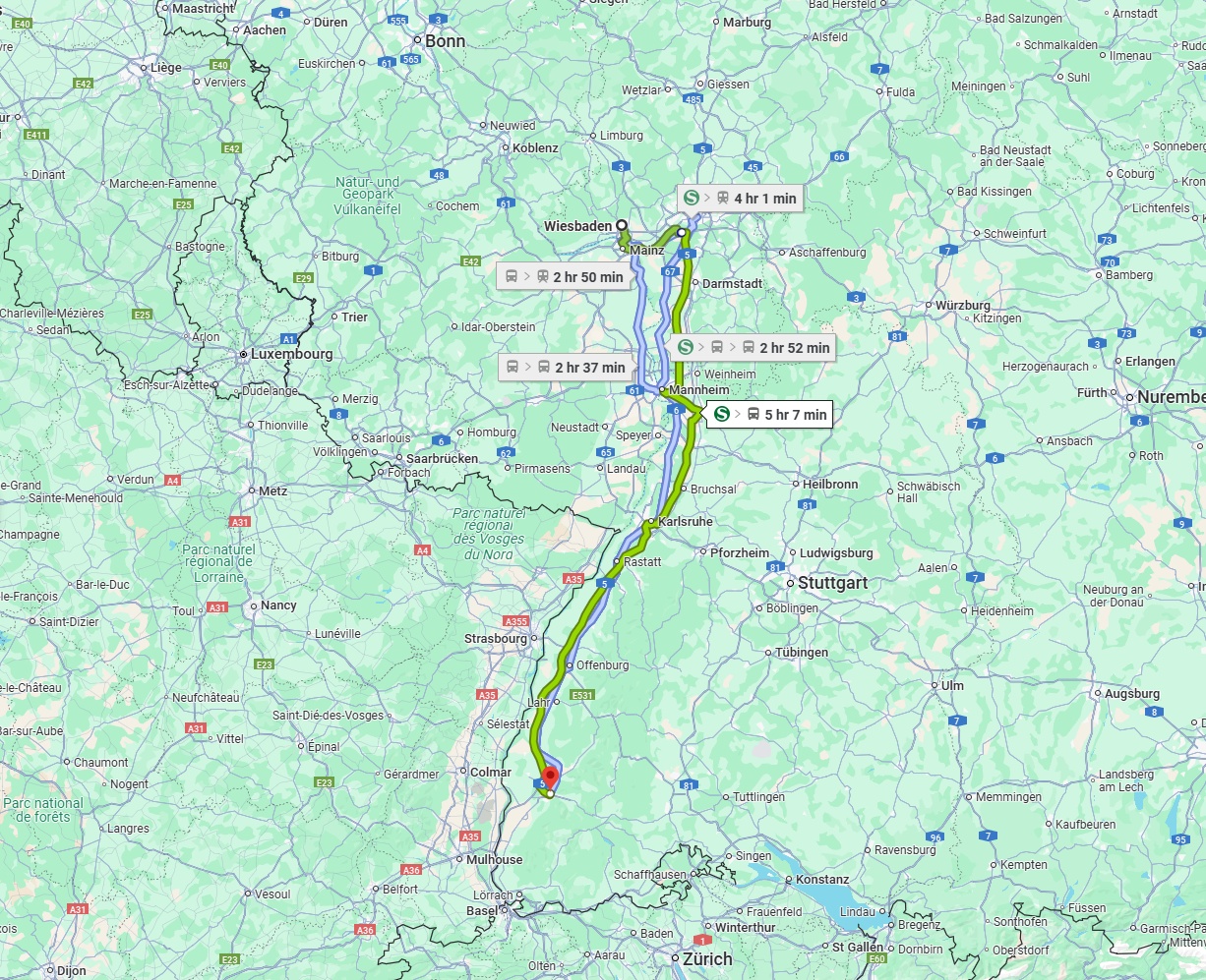 Anreise von Wiesbaden Zu Freiburg im Breisgau Über 