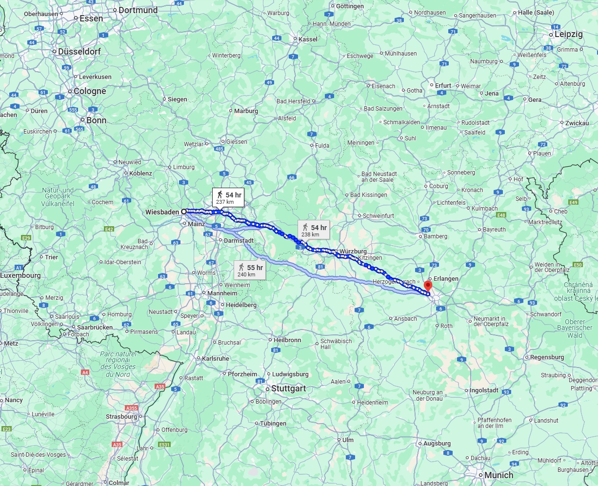Anreise von Wiesbaden Zu Fürth Über 