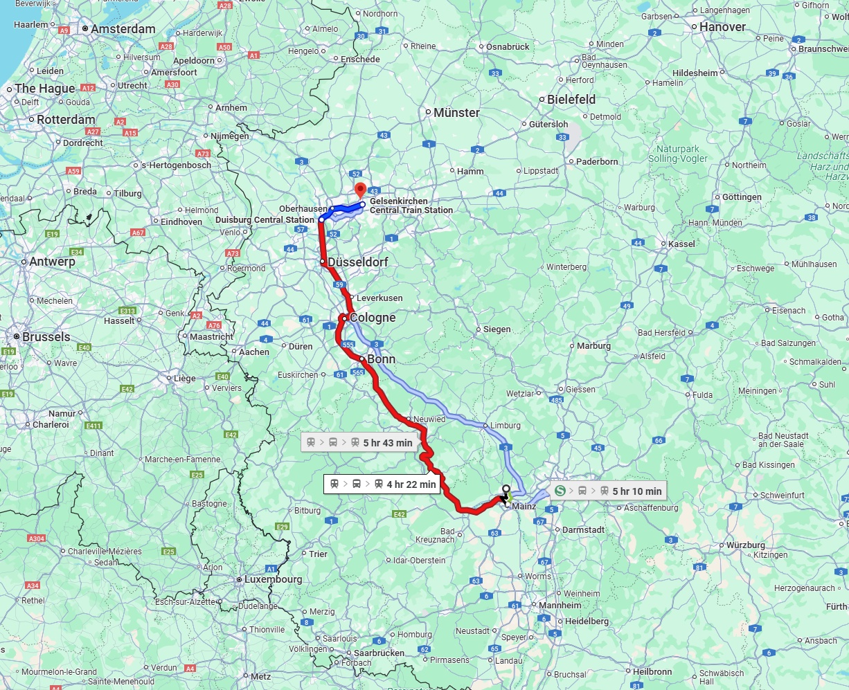 Anreise von Wiesbaden Zu Gelsenkirchen Über 