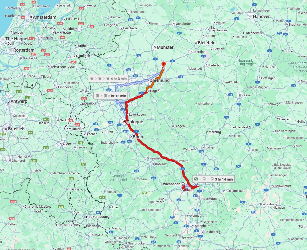 Anreise von Wiesbaden Zu Hamm Über 