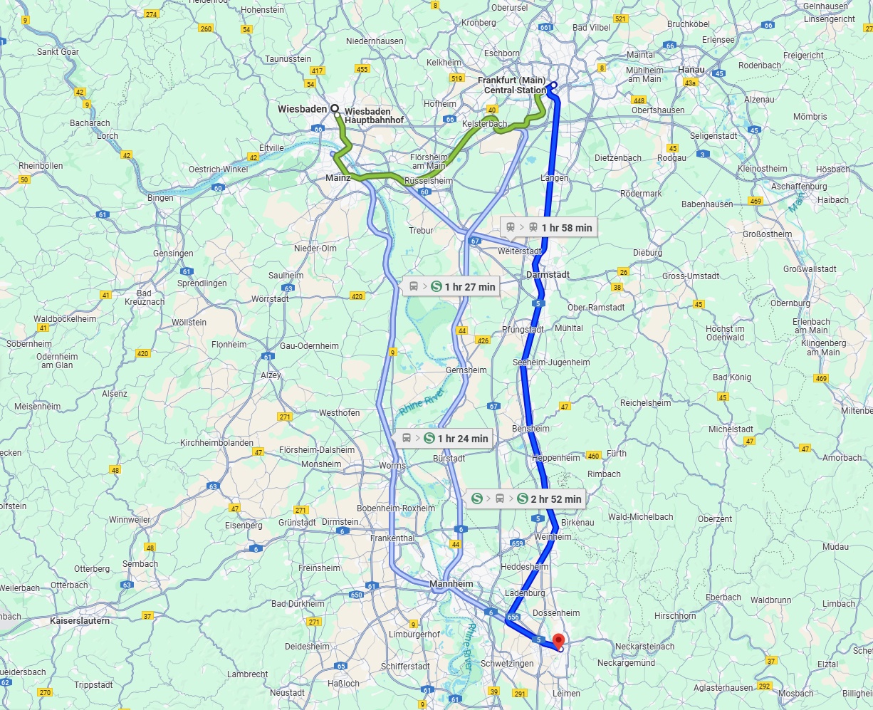 Anreise von Wiesbaden Zu Heidelberg Über 