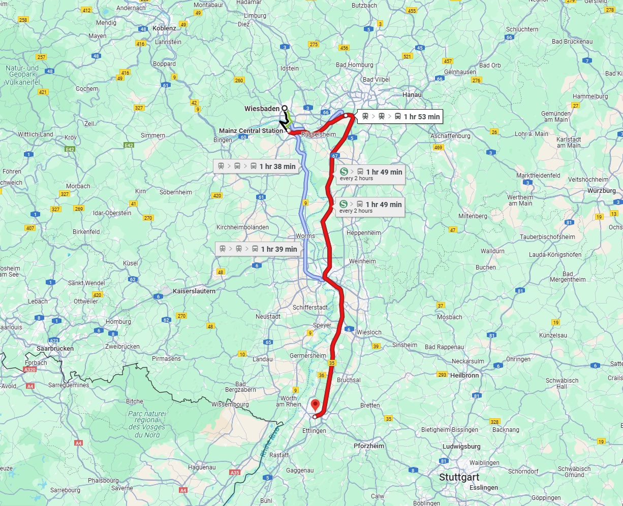 Anreise von Wiesbaden Zu Karlsruhe Über 