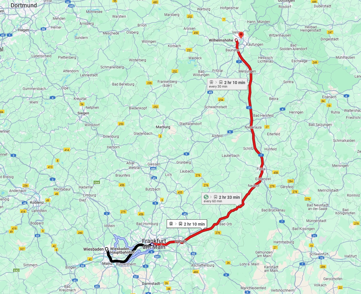 Anreise von Wiesbaden Zu Kassel Über 