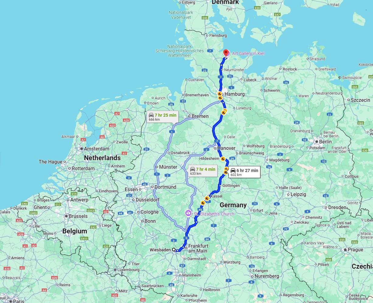 Anreise von Wiesbaden Zu Kiel Über via A7