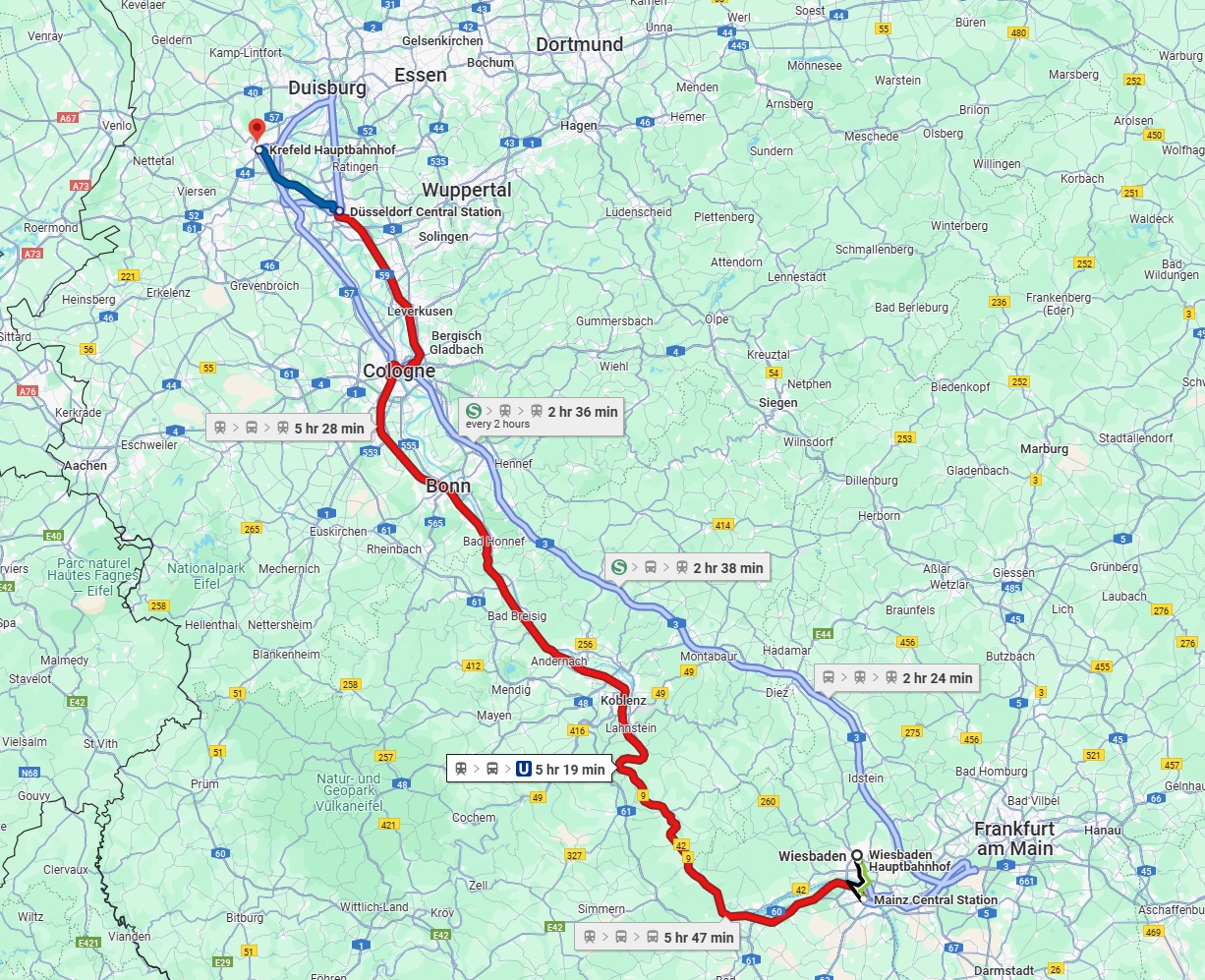 Anreise von Wiesbaden Zu Krefeld Über 