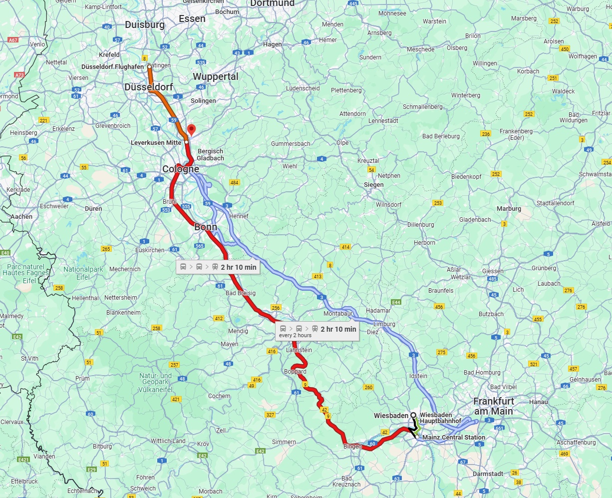 Anreise von Wiesbaden Zu Leverkusen Über 