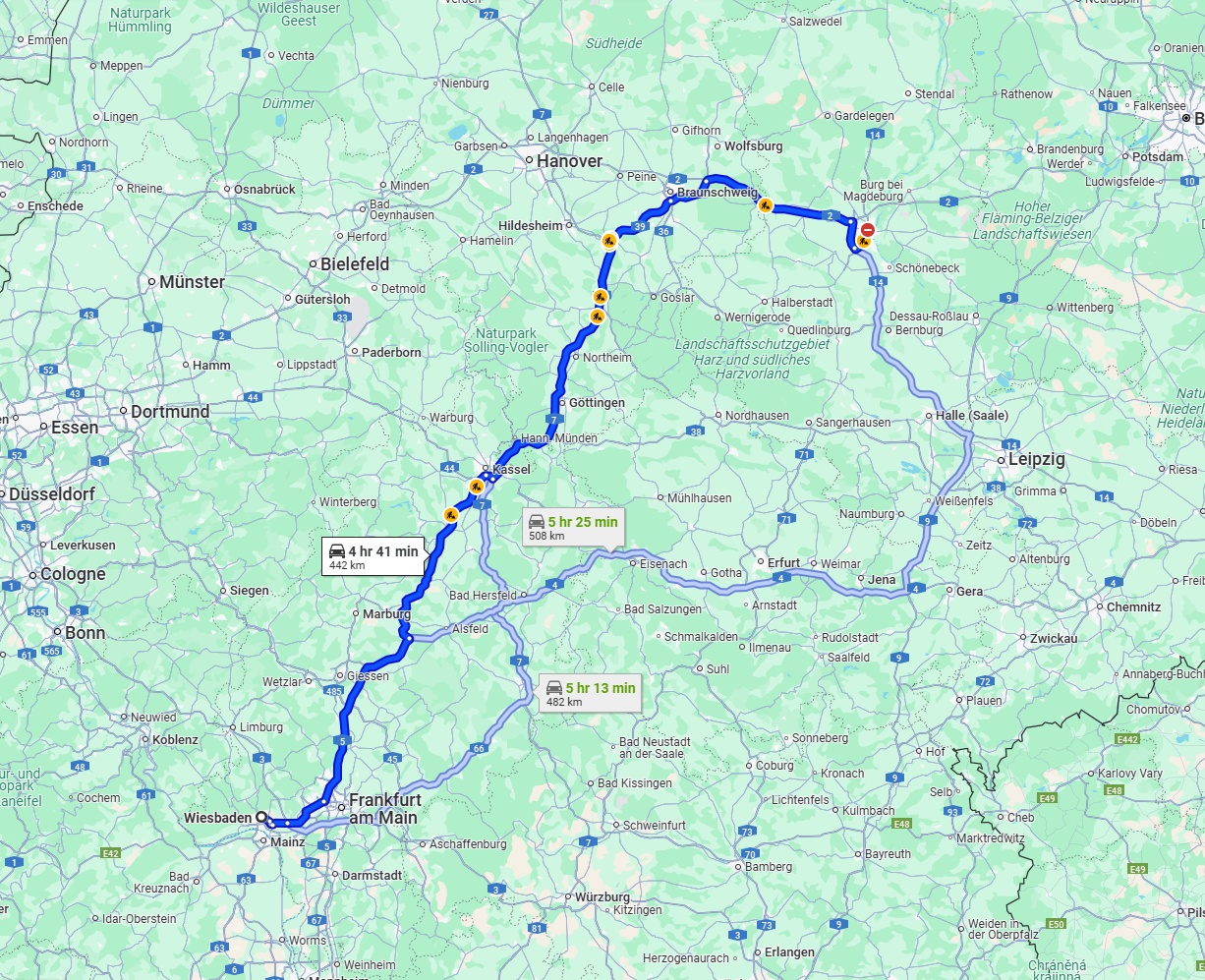 Anreise von Wiesbaden Zu Magdeburg Über via A7