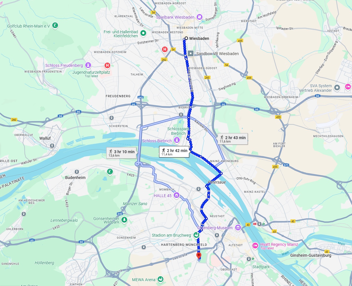 Anreise von Wiesbaden Zu Mainz Über 