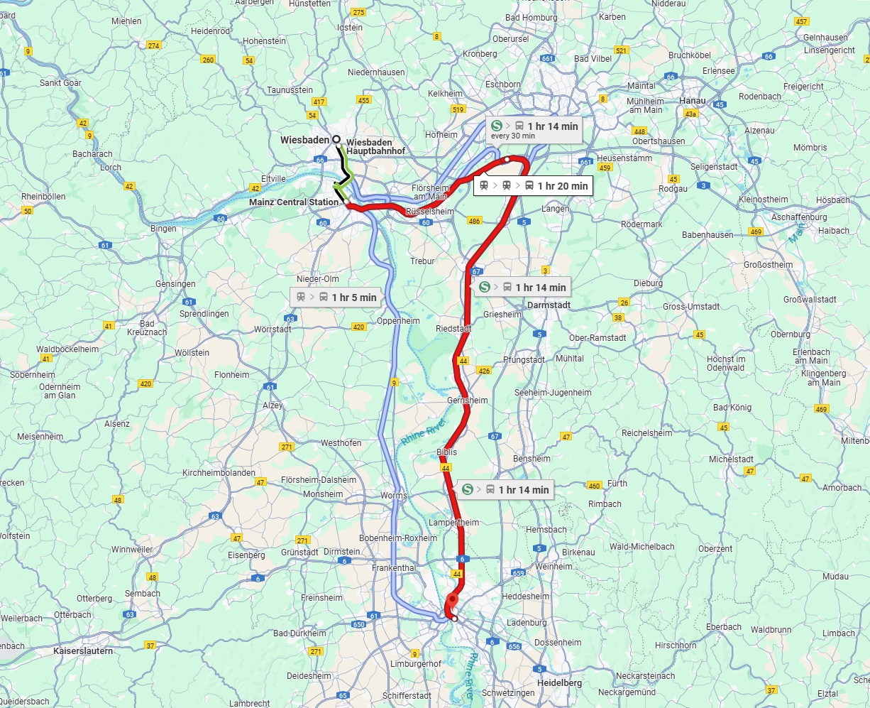 Anreise von Wiesbaden Zu Mannheim Über 