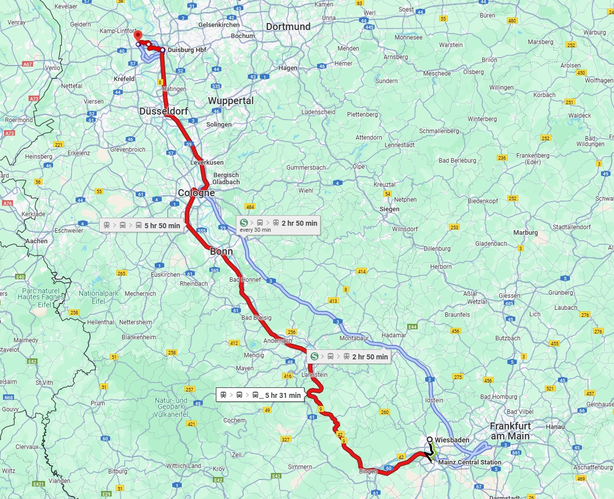 Anreise von Wiesbaden Zu Moers Über 