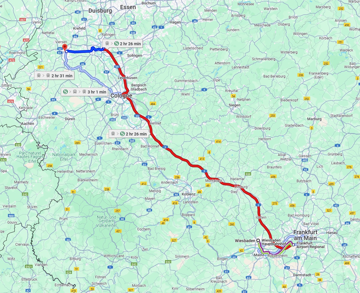 Anreise von Wiesbaden Zu Mönchengladbach Über 
