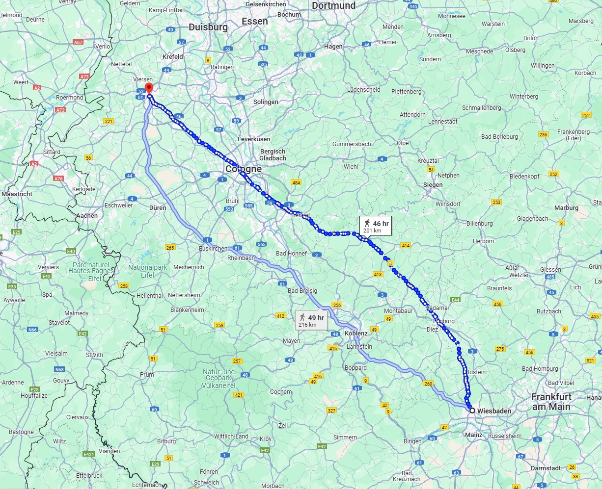 Anreise von Wiesbaden Zu Mönchengladbach Über 