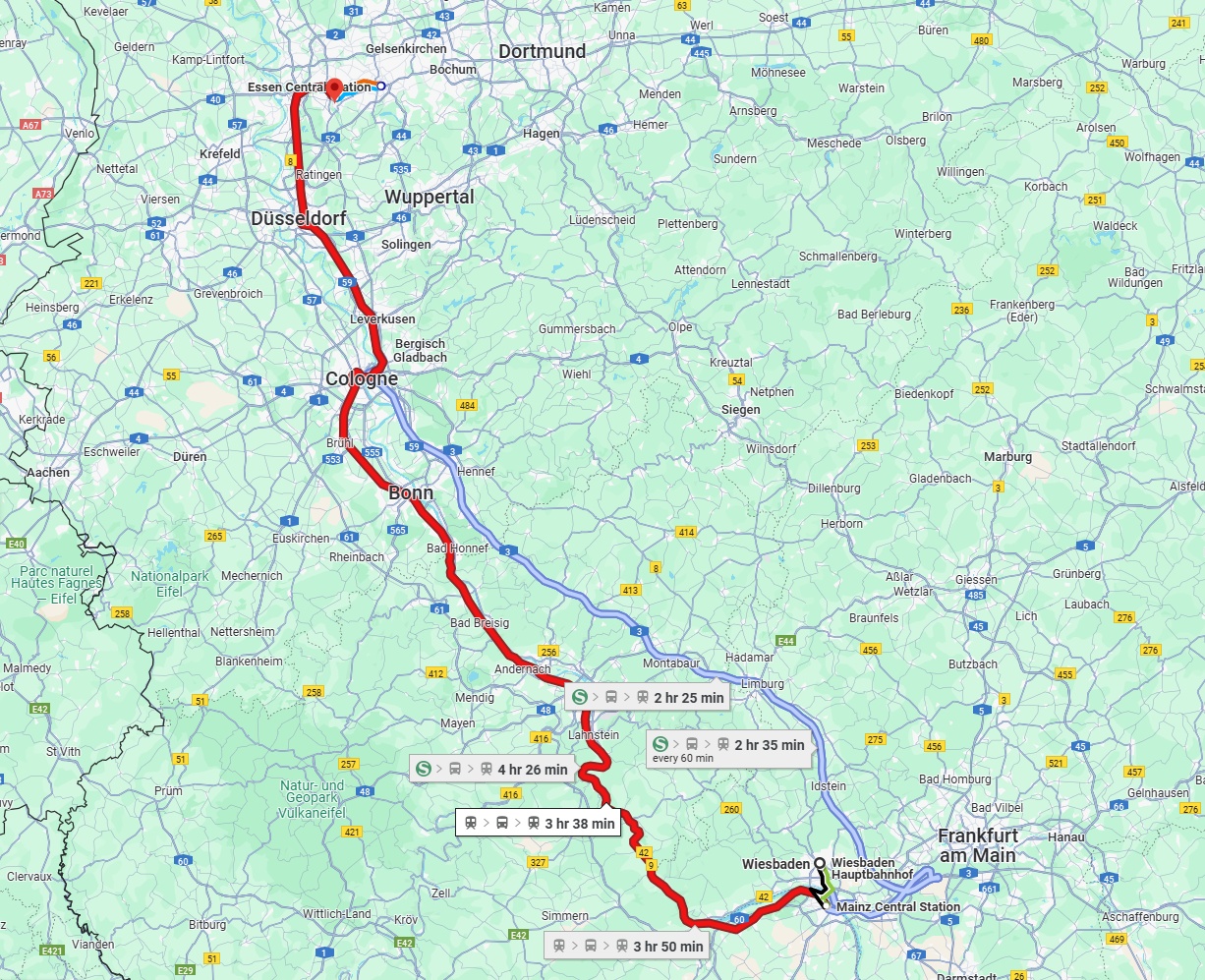 Anreise von Wiesbaden Zu Mülheim an der Ruhr Über 