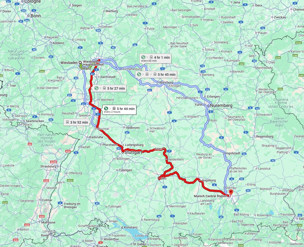 Anreise von Wiesbaden Zu München Über 