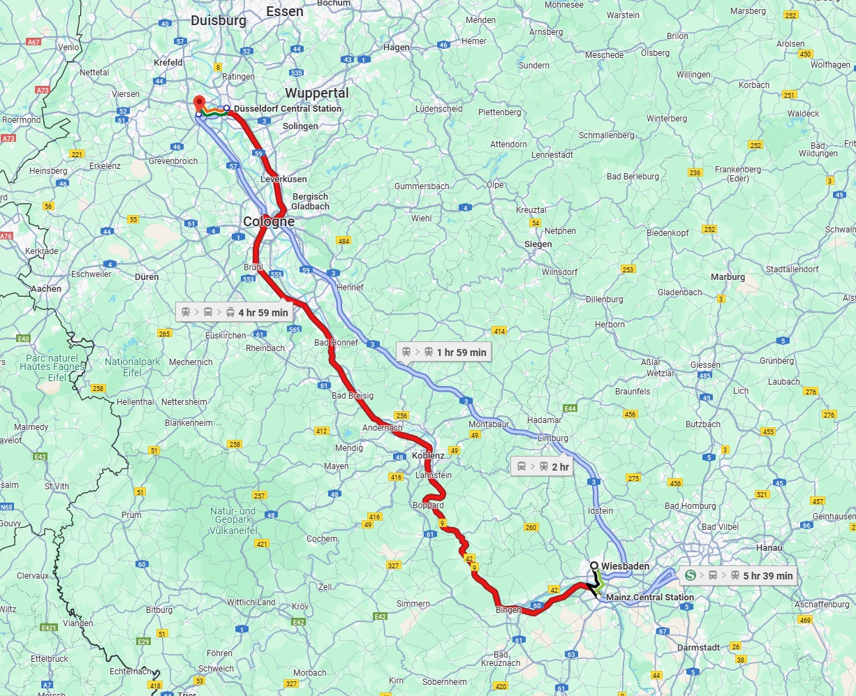 Anreise von Wiesbaden Zu Neuss Über 