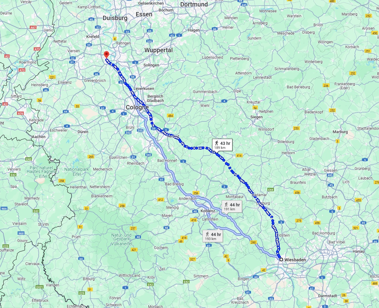 Anreise von Wiesbaden Zu Neuss Über 