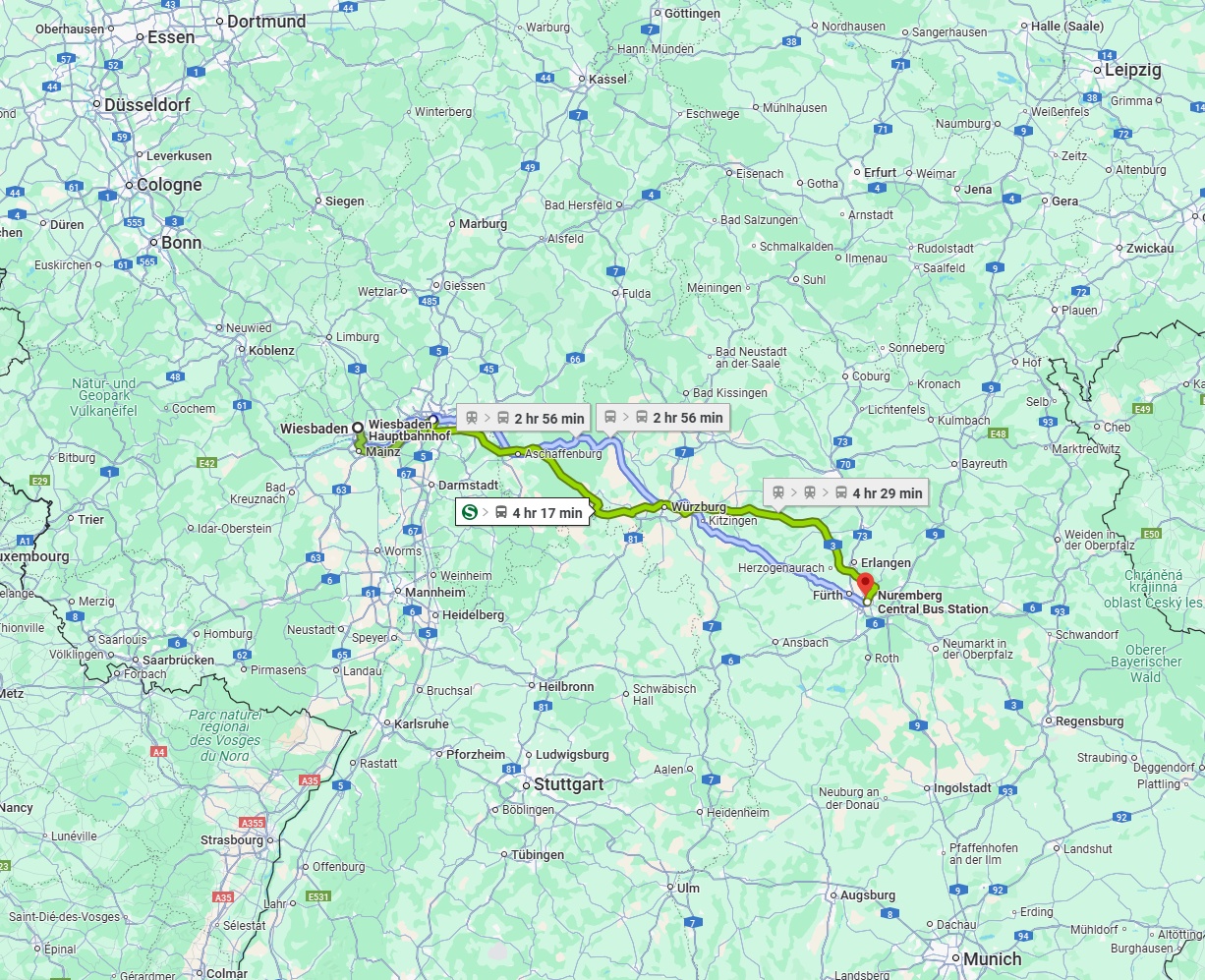 Anreise von Wiesbaden Zu Nürnberg Über 