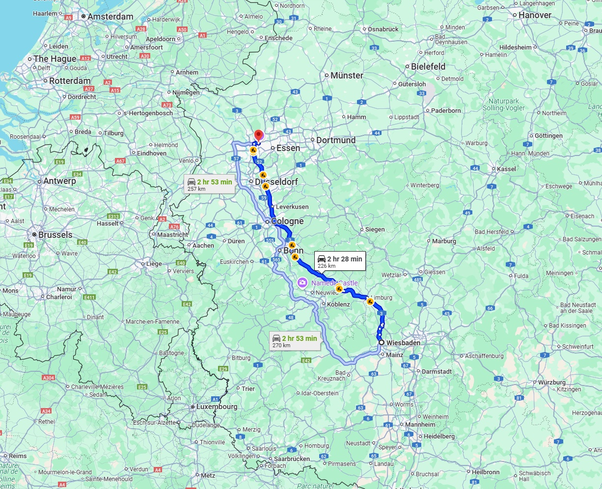 Anreise von Wiesbaden Zu Oberhausen Über via A3