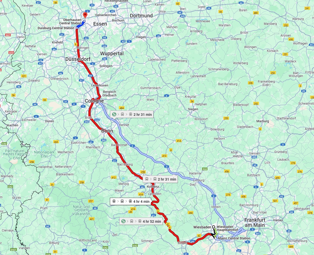 Anreise von Wiesbaden Zu Oberhausen Über 