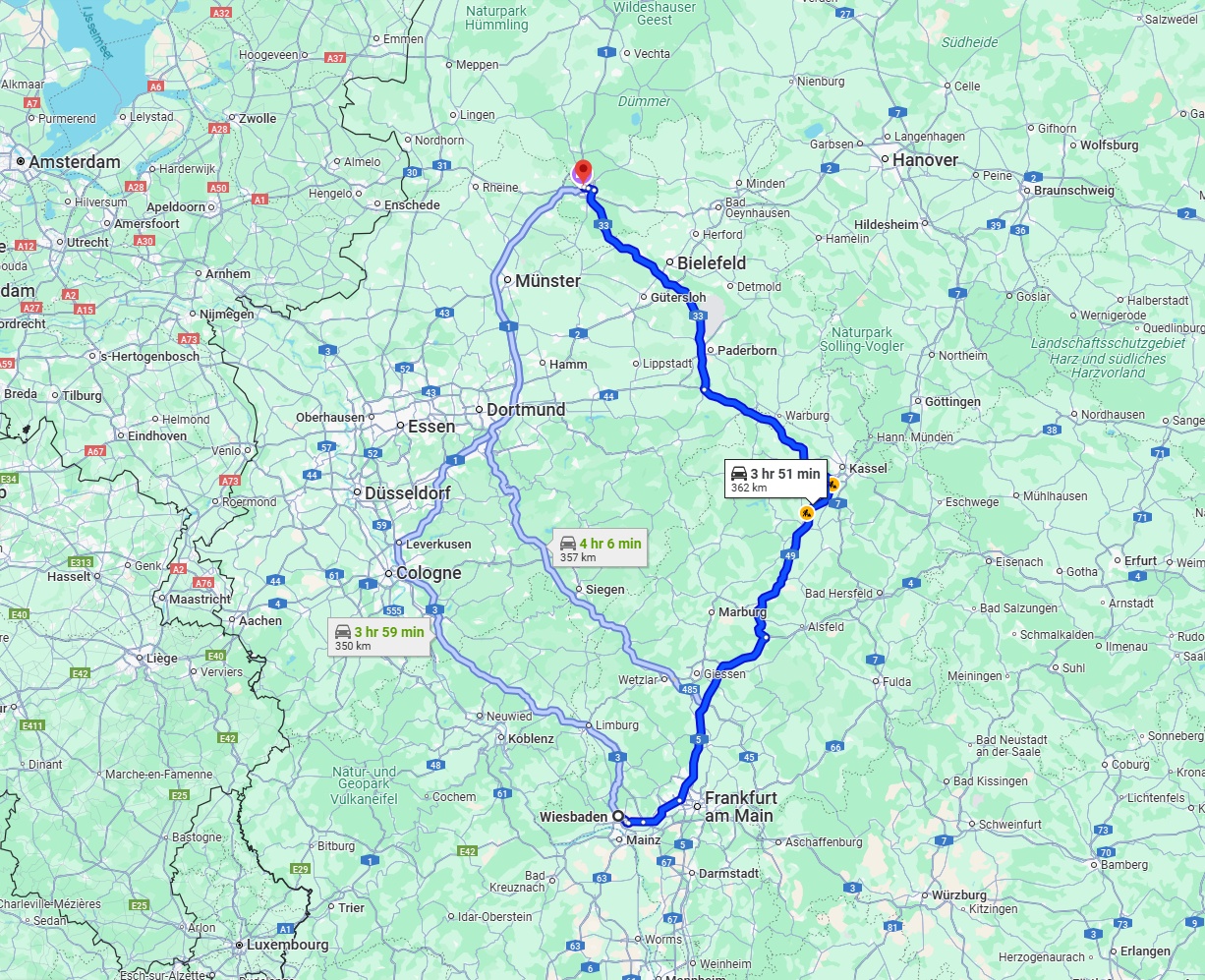 Anreise von Wiesbaden Zu Osnabrück Über via A33