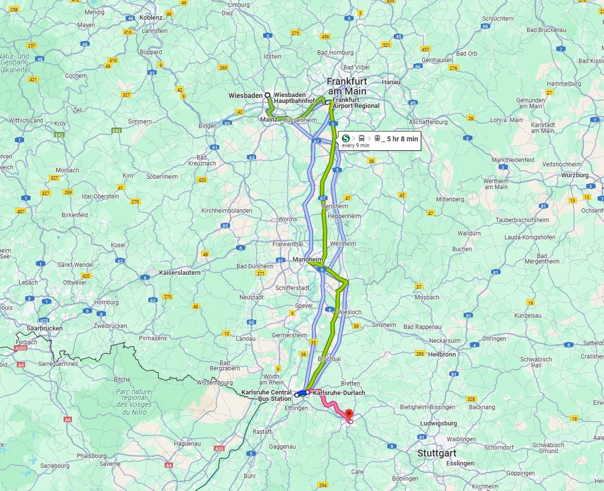 Anreise von Wiesbaden Zu Pforzheim Über 