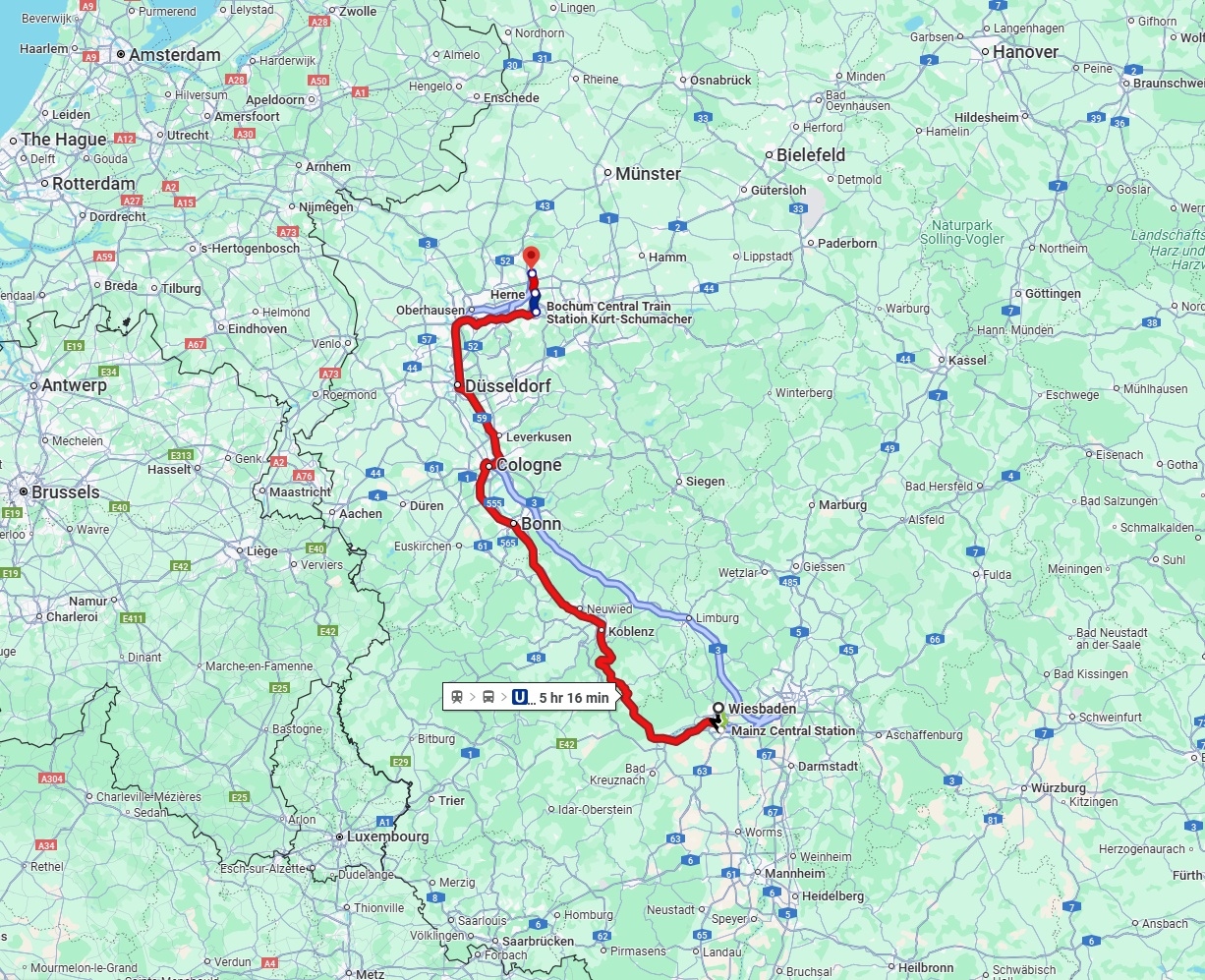Anreise von Wiesbaden Zu Recklinghausen Über 