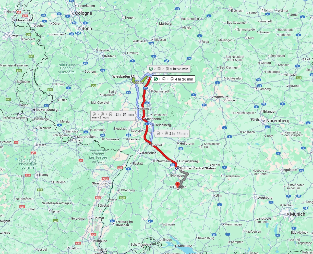 Anreise von Wiesbaden Zu Reutlingen Über 