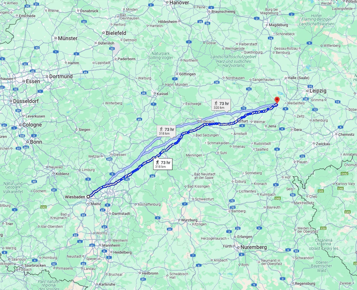 Anreise von Wiesbaden Zu Saale Über 