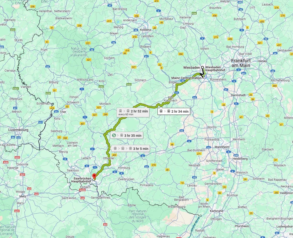 Anreise von Wiesbaden Zu Saarbrücken Über 