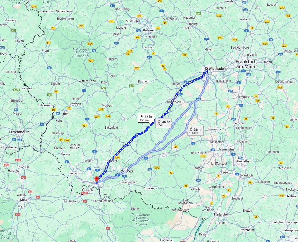 Anreise von Wiesbaden Zu Saarbrücken Über 