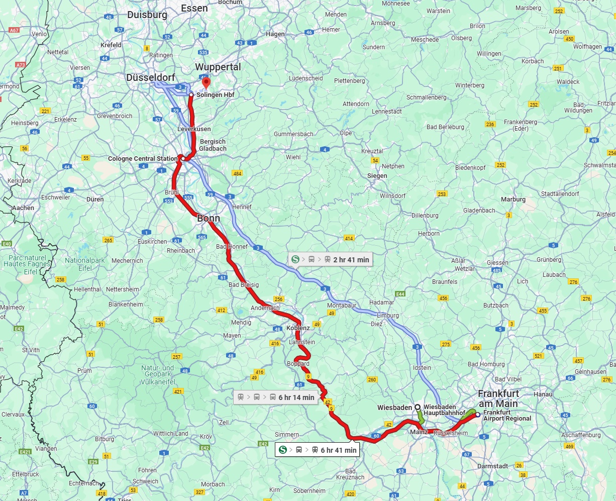 Anreise von Wiesbaden Zu Solingen Über 