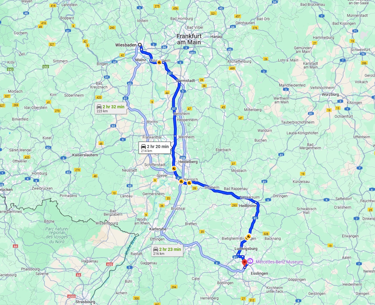 Anreise von Wiesbaden Zu Stuttgart Über via A6