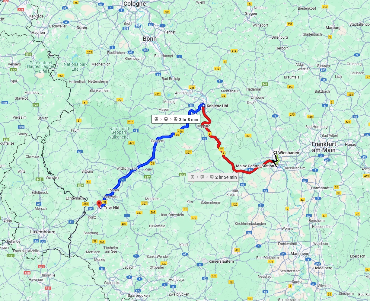 Anreise von Wiesbaden Zu Trier Über 