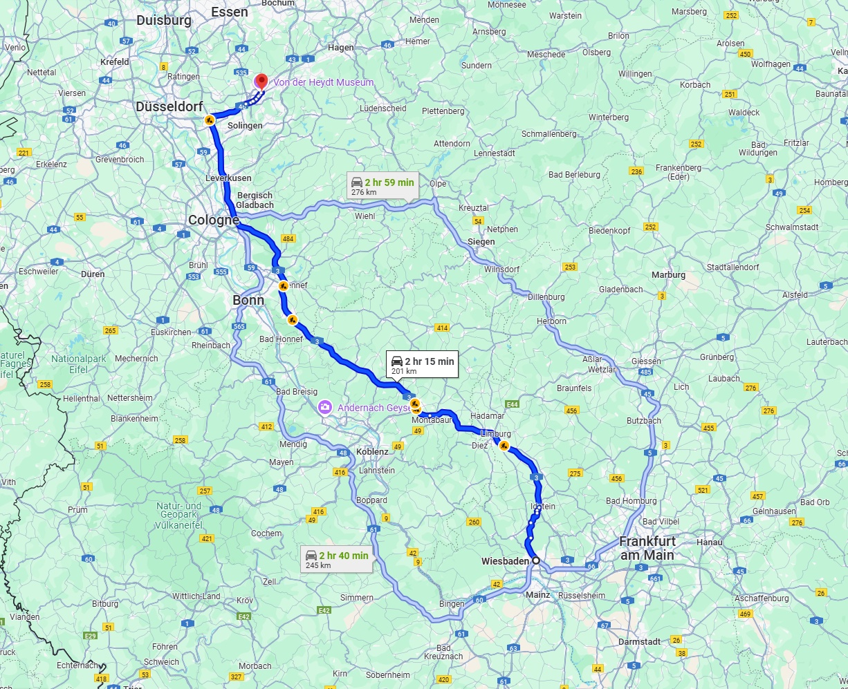 Anreise von Wiesbaden Zu Wuppertal Über via A3