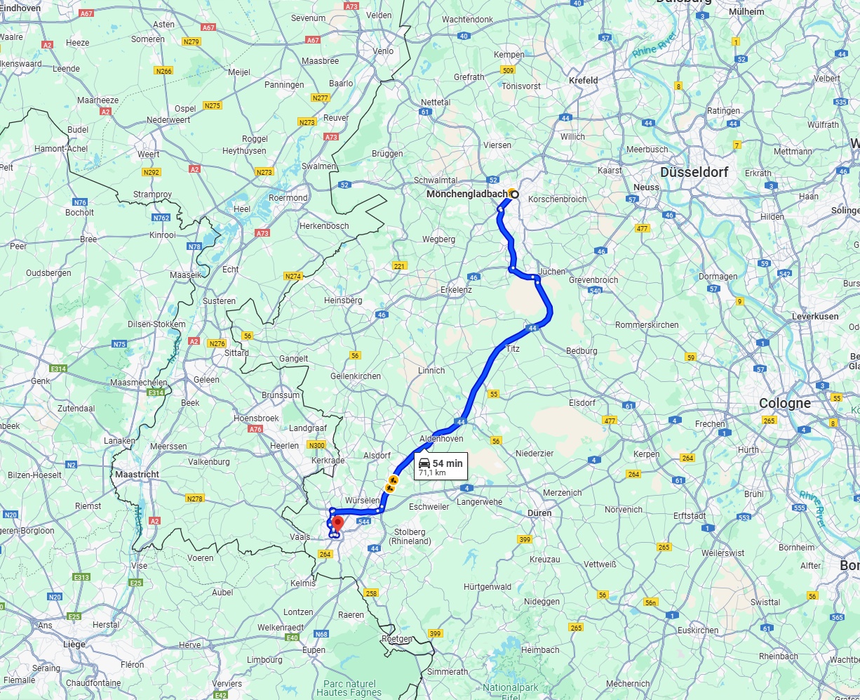 Anreise von Mönchengladbach Zu Aachen Über via A44