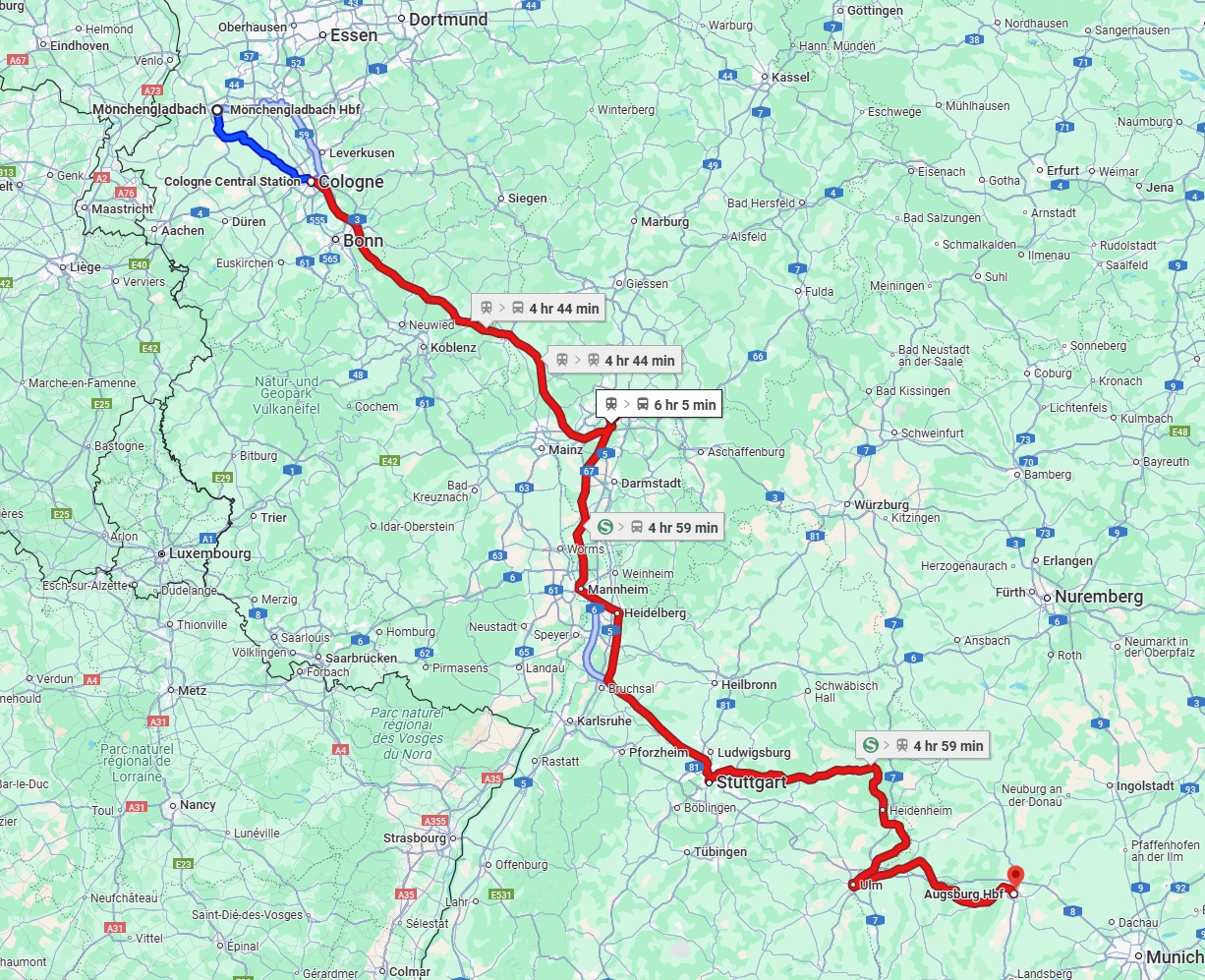 Anreise von Mönchengladbach Zu Augsburg Über 
