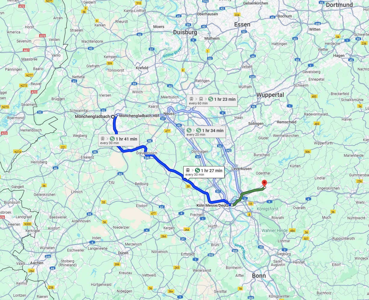 Anreise von Mönchengladbach Zu Bergisch Gladbach Über 