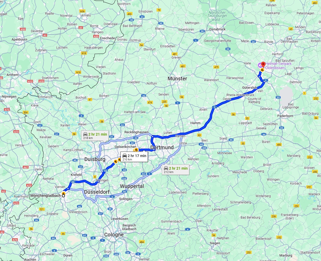 Anreise von Mönchengladbach Zu Bielefeld Über via A2