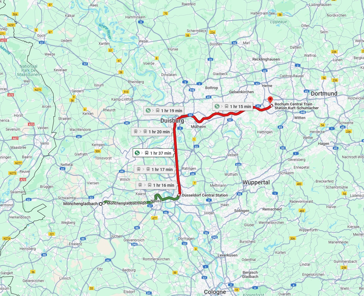 Anreise von Mönchengladbach Zu Bochum Über 