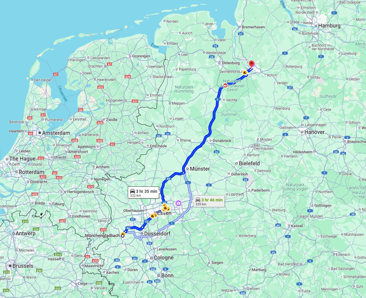 Anreise von Mönchengladbach Zu Bremen Über via A1