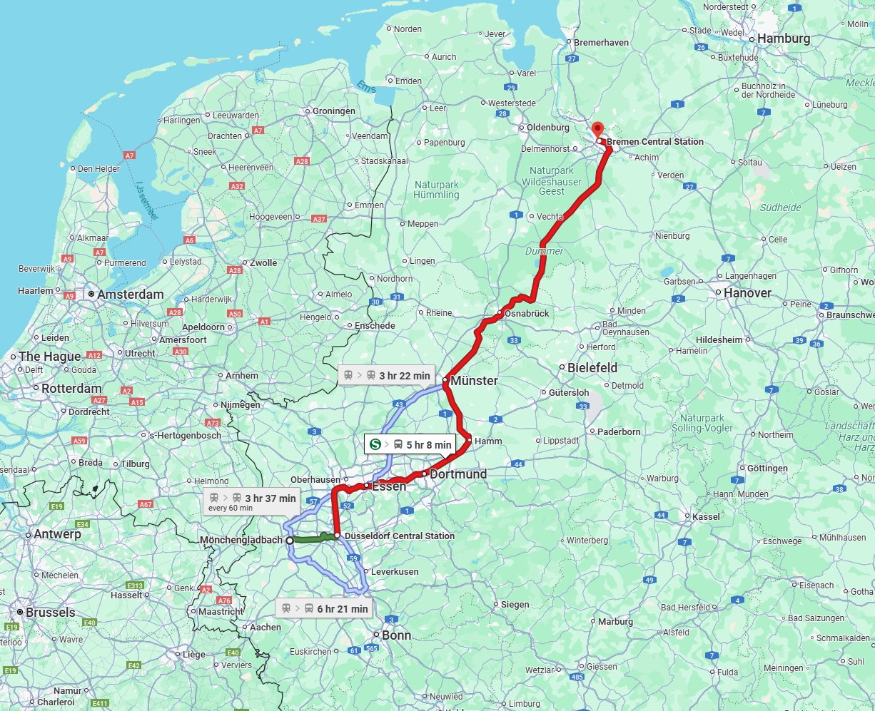 Anreise von Mönchengladbach Zu Bremen Über 
