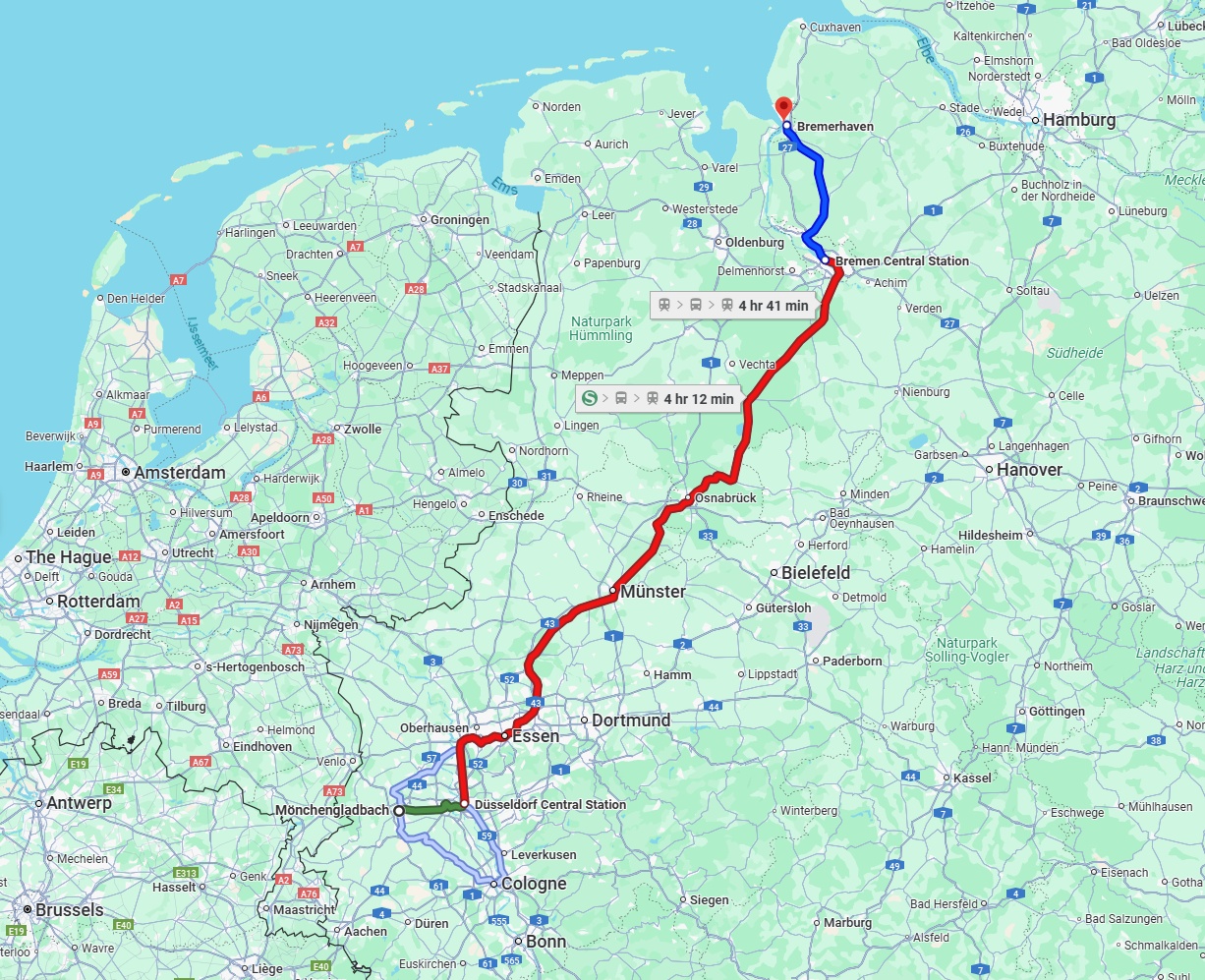 Anreise von Mönchengladbach Zu Bremerhaven Über 