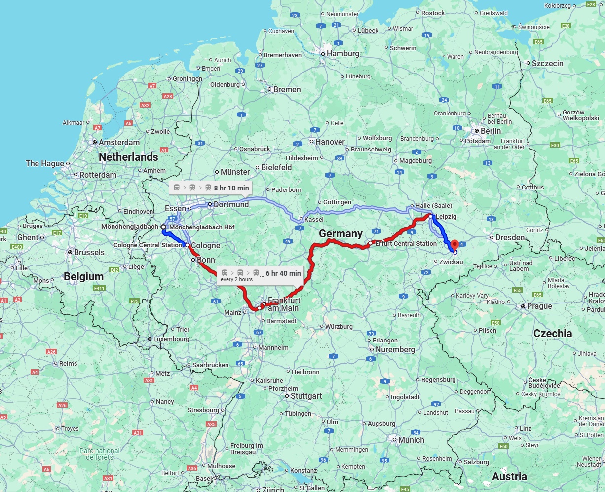 Anreise von Mönchengladbach Zu Chemnitz Über 