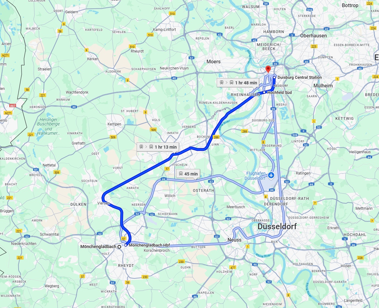 Anreise von Mönchengladbach Zu Duisburg Über 