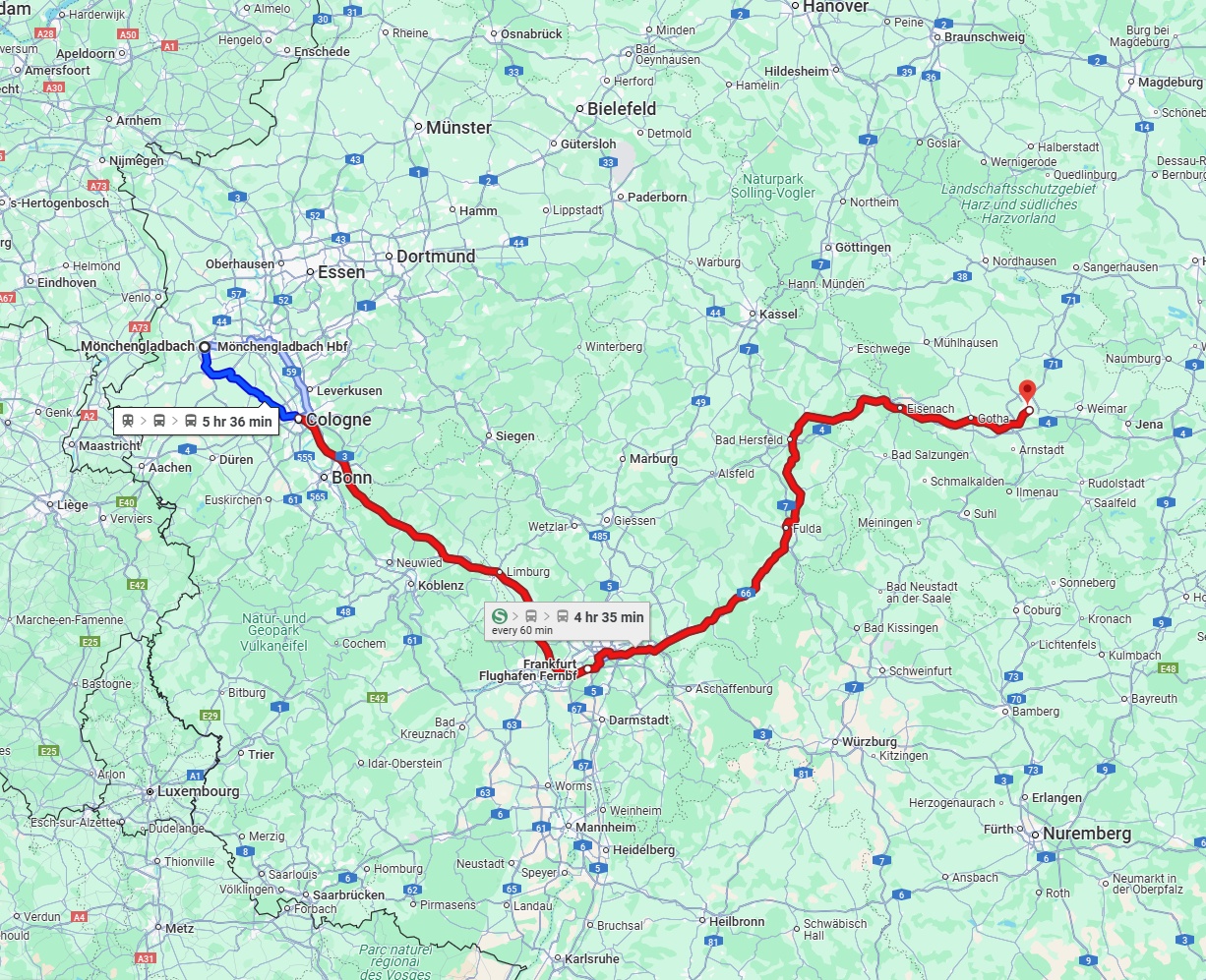 Anreise von Mönchengladbach Zu Erfurt Über 